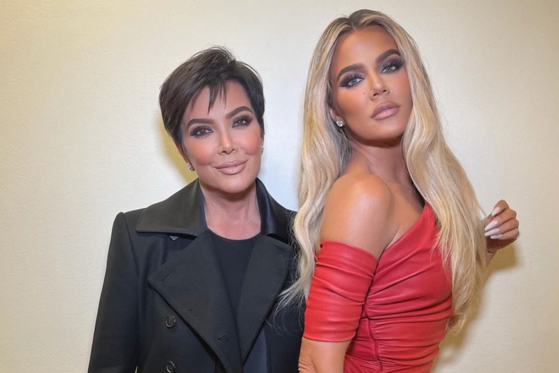 Image of Kris Jenner and Khloé Kardashian smiling at the camera together. Taken from Instagram