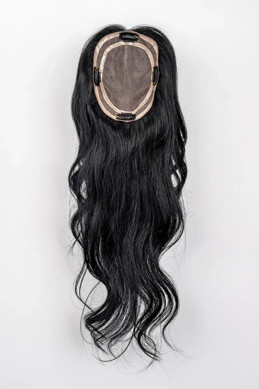 Image of our dark brown lace hair topper.