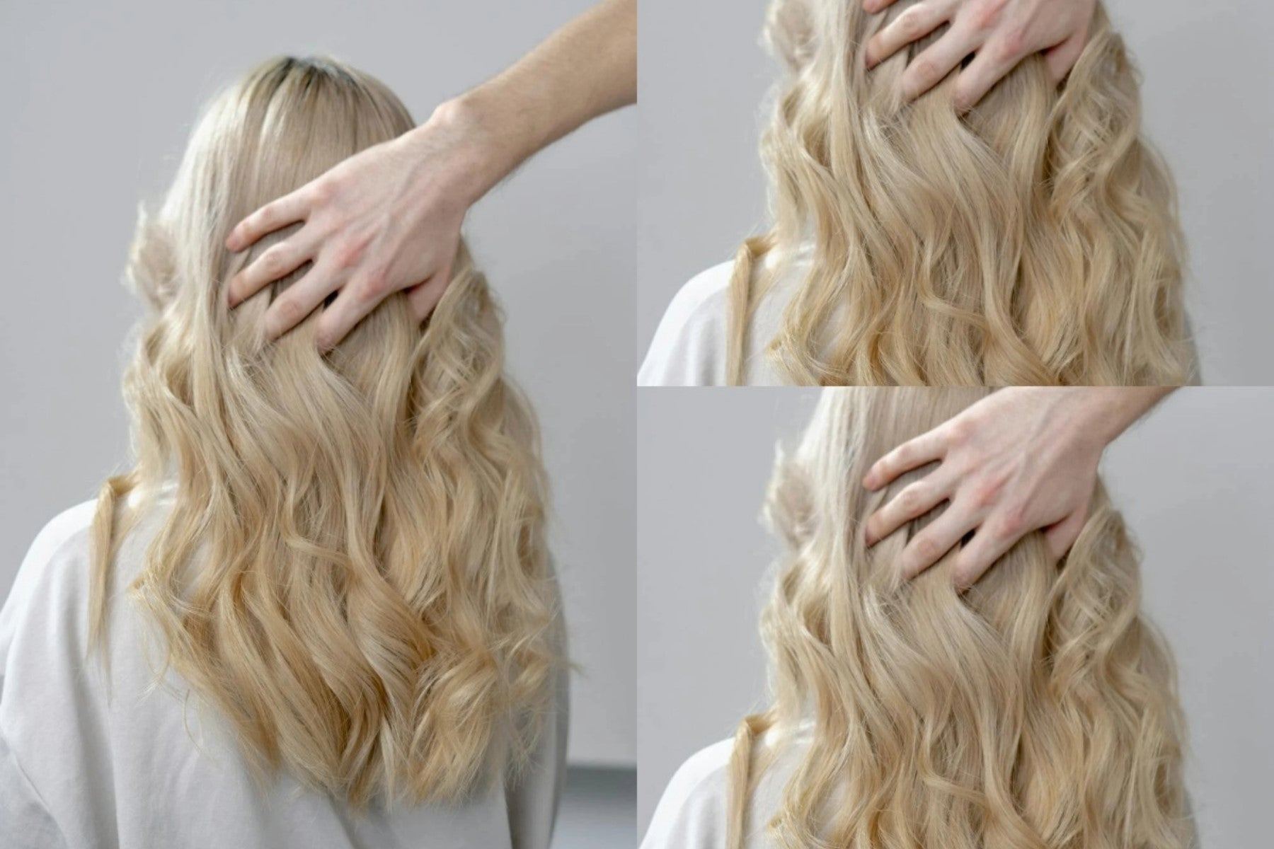 Image of the back of a blonde girl's head with fresh hair extensions. Taken from Pexels