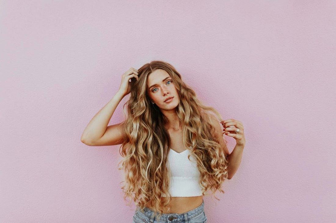 A women with beautiful hair extensions.