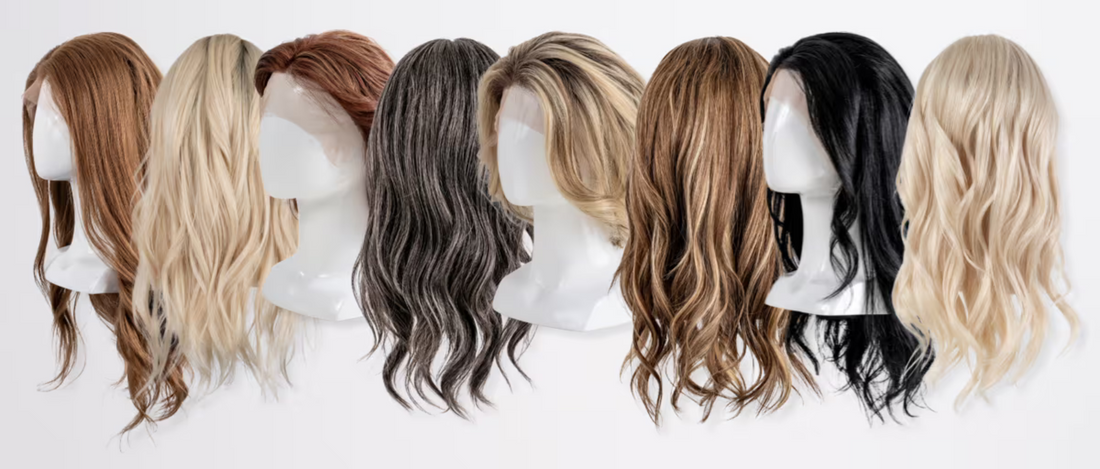 Image of a collection of human hair wigs. Own image