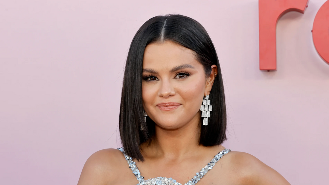 A red-carpet shot of Selena Gomez with a lob haircut.