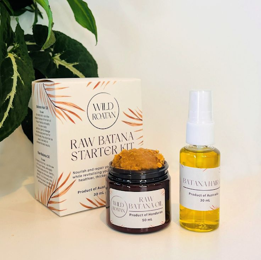 A batana oil for hair kit, including a balm and oil.