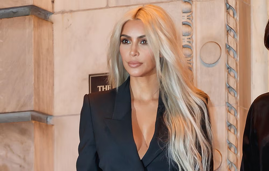 Image of Kim Kardashian with bleach blonde hair.