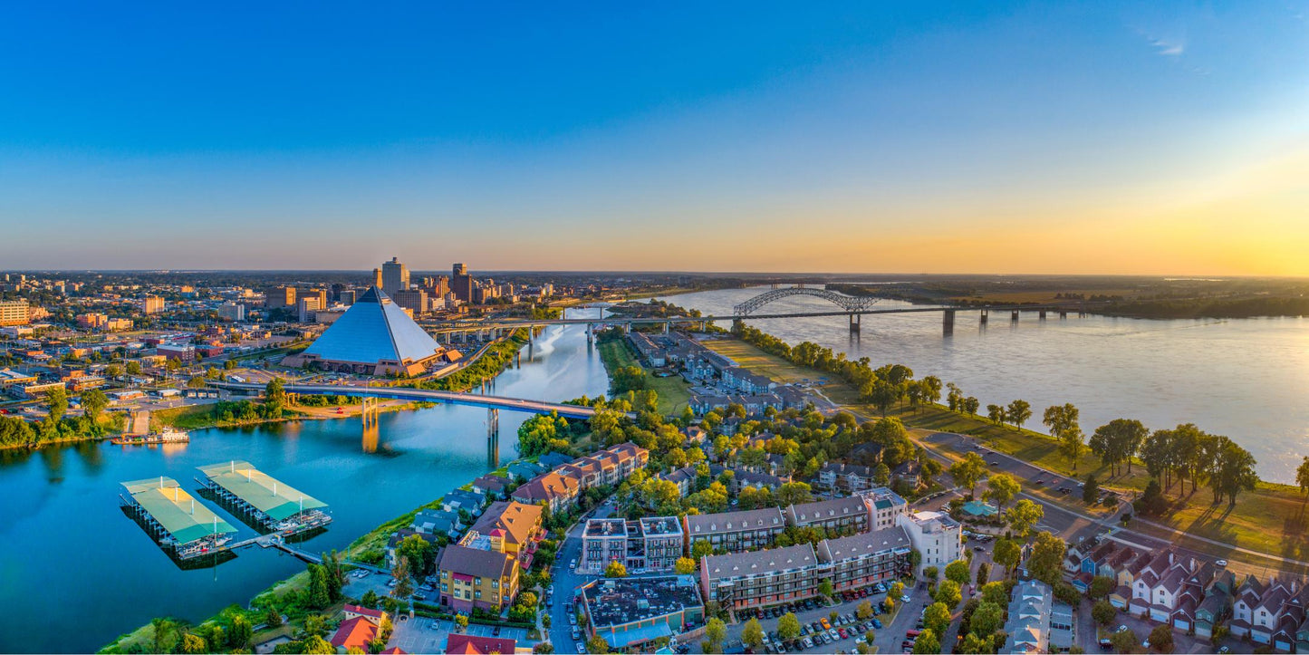 Memphis skyline and Hernando de Soto Bridge — The Lauren Ashtyn Collection pop-up hair salon